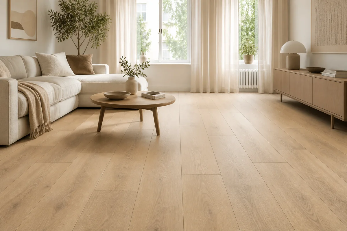 Woonkamer met een PVC-vloer uit de Hello Floor-collectie